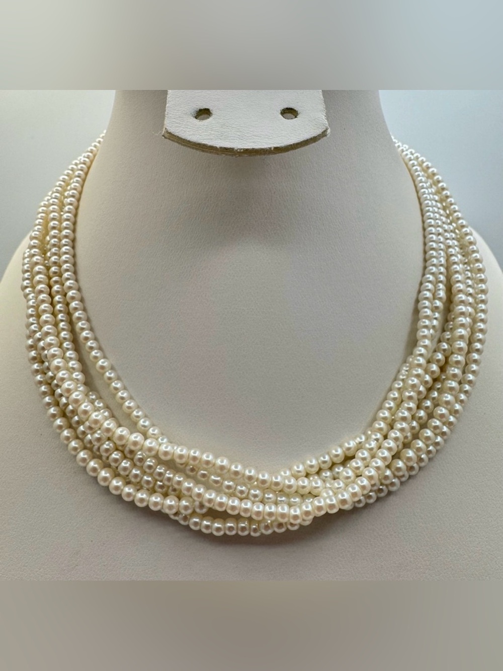 Napier 6-Strand Faux Pearl Necklace Gold-Tone Adjustable Extender